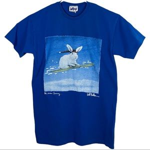 Vintage Single Stitch Will Bullas Bunny Snowboard Graphic Blue Tee Lollipop OSFM